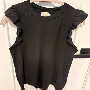 Black Ruffled Sleeve Top